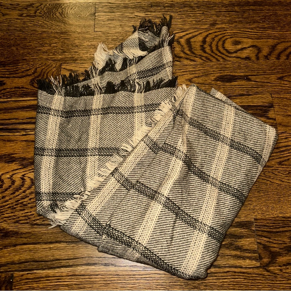 Madewell Plaid Scarf in Brown and Cream